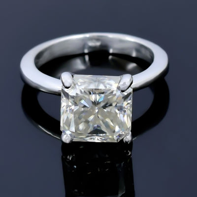 Certified 5.2ct VS1/Radiant Cut/White Moissanite Ring 18K Gold Plated