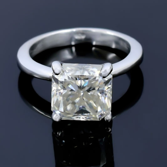 Certified Natural 5.2ct VS1/Radiant Cut/White Moissanite Ring 18K Gold Plated Verme 18K Gold Plated