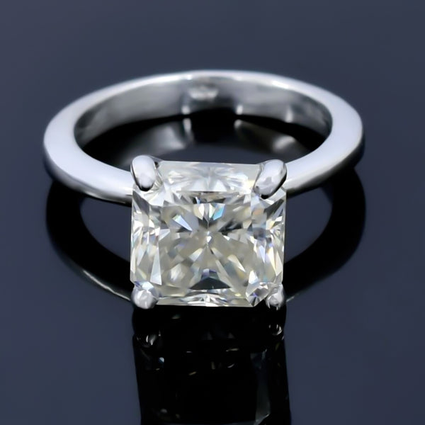 Certified Natural 5.2ct VS1/Radiant Cut/White Moissanite Ring 18K Gold Plated Verme 18K Gold Plated