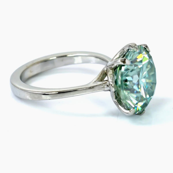 Certified 5.5ct Natural VS1 Blue Moissanite Ring for Anniversary Gift in 18K Gold P 18K Gold Plated