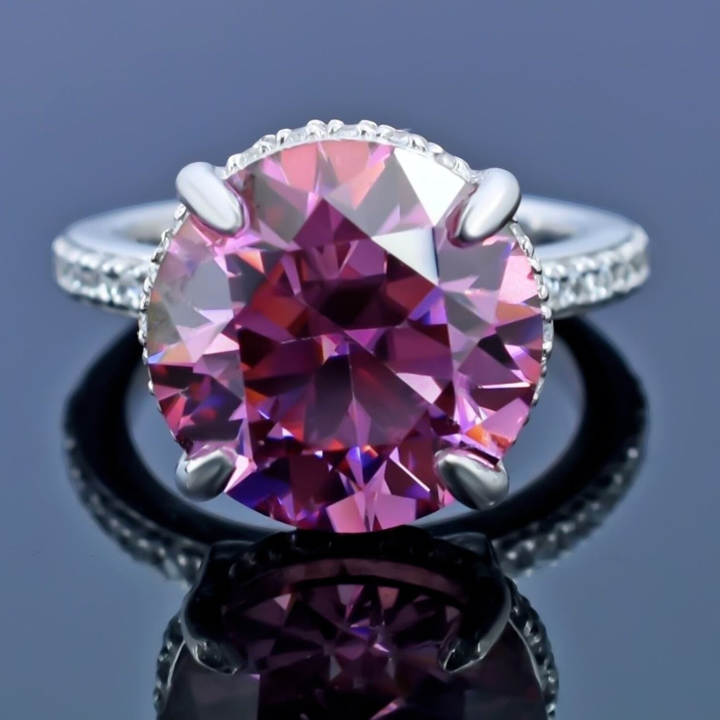 Certified 4ct Natural VVS1 Pink Moissanite Ring For Anniversary Gift 18K Gold Plate 18K Gold Plated