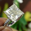 Certified 4.80ct Natural VS1 Princess Moissanite Ring For Wedding 18K Gold Plated V 18K Gold Plated