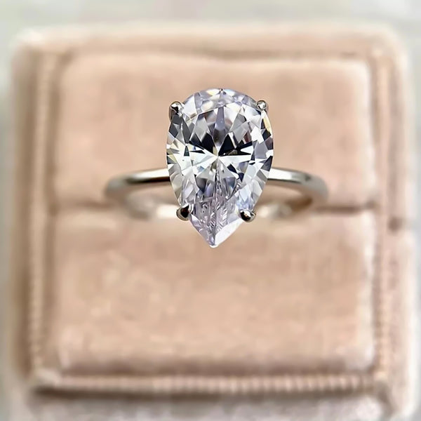 RARE 3.45ct Natural VS1 Pear Moissanite Ring For Women Certified 18K Gold Plated Ve 18K Gold Plated