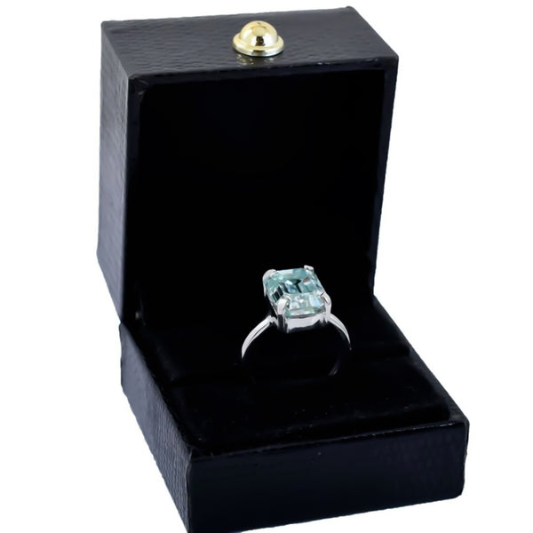6.7ct Certified Natural VS1 Blue Moissanite Solitaire Ring Gift 18K Gold Plated Ver 18K Gold Plated