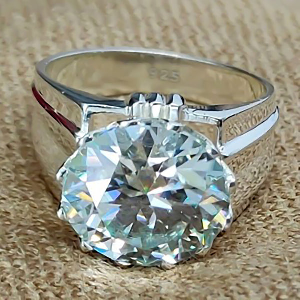 3.65ct Certified VS1 White Moissanite Solitaire Ring For Women 18K Gold Plated Verm 18K Gold Plated