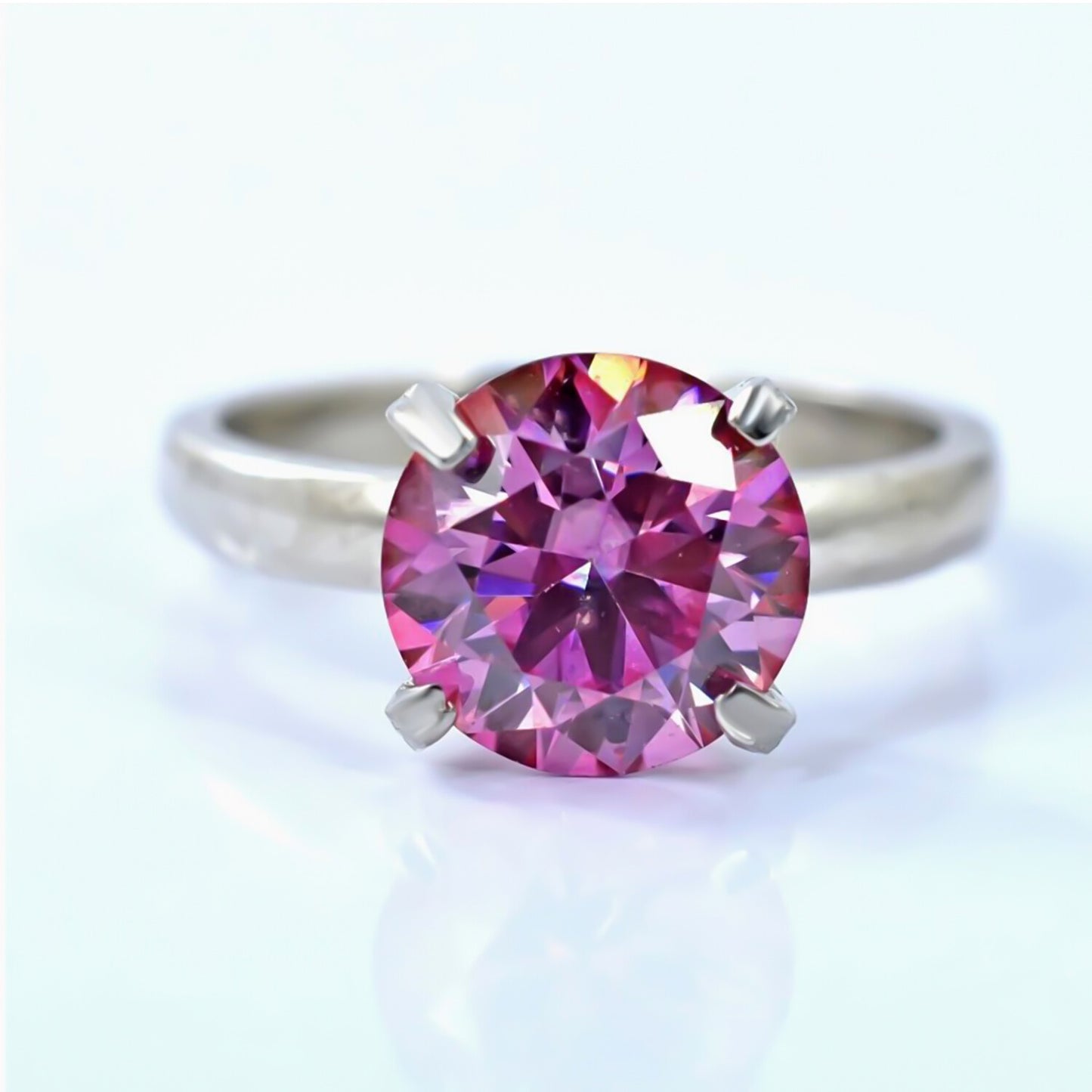 1.2ct Certified VVS1 Pink Moissanite Solitaire Ring For Women 18K Gold Plated Verme 18K Gold Plated