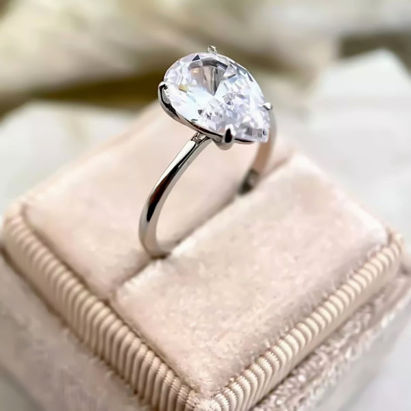 RARE 3.45ct Natural VS1 Pear Moissanite Ring For Women Certified 18K Gold Plated Ve 18K Gold Plated