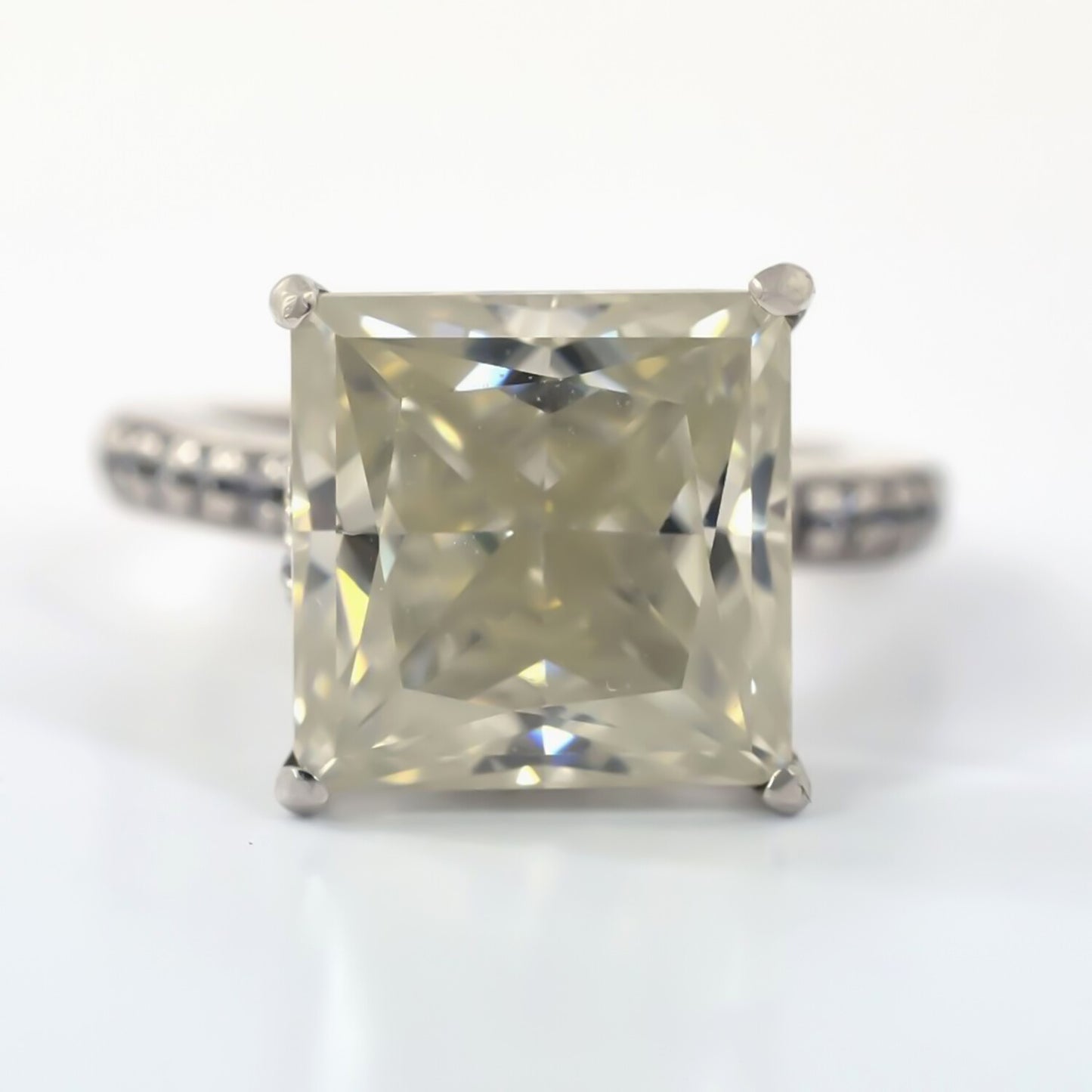 Certified 4.80ct Natural VS1 Princess Moissanite Ring For Wedding 18K Gold Plated V 18K Gold Plated