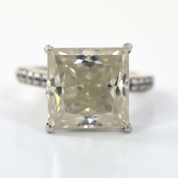 Certified 4.80ct Natural VS1 Princess Moissanite Ring For Wedding 18K Gold Plated V 18K Gold Plated