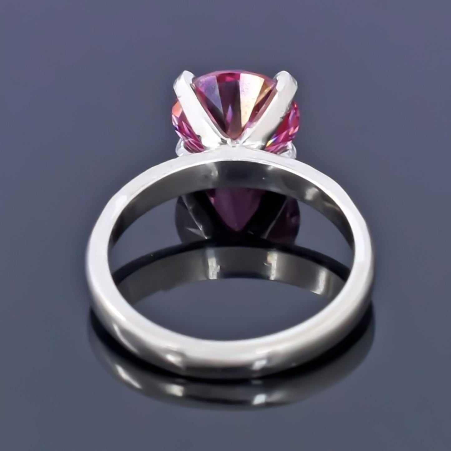 Certified 2.1ct Natural VVS1 Round Pink Moissanite Ring for Women in 18K Gold Plate 18K Gold Plated