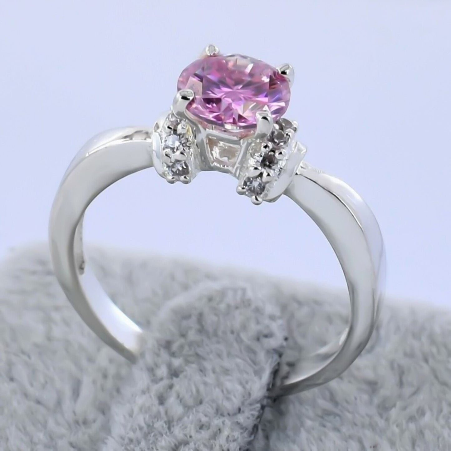Certified Natural 1.35ct VVS1 Pink Moissanite Ring For Women in 18K Gold Plated Ver 18K Gold Plated