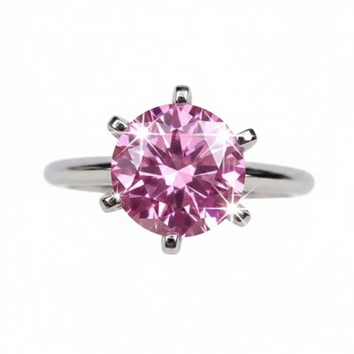 Certified 1.5ct VVS1 Pink Moissanite Engagement Ring 925 Sterling Silver 18K Gold Plated