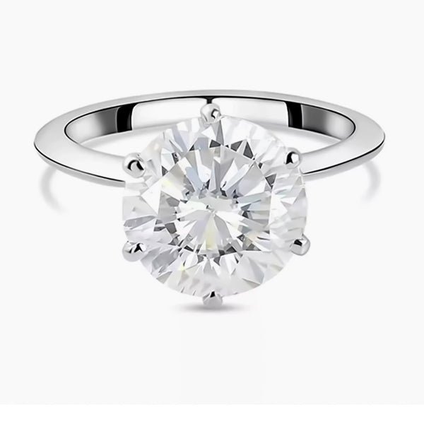 Certified Natural 3ct VS1 White Moissanite Engagement Solitaire Ring AAA 18K Gold P 18K Gold Plated
