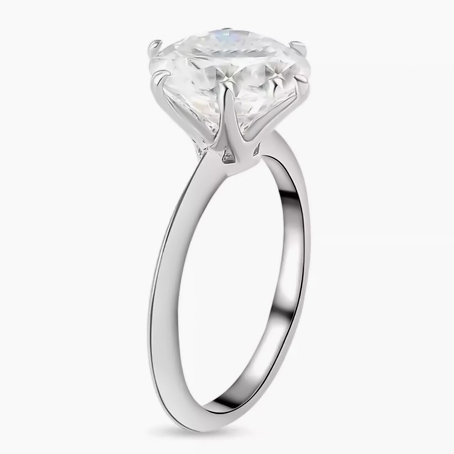 Certified Natural 3ct VS1 White Moissanite Engagement Solitaire Ring AAA 18K Gold P 18K Gold Plated