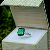 Certified 3.80 Ct Natural Emerald & Moissanite Engagement Ring 14K Solid White Gol 18K Gold Plated