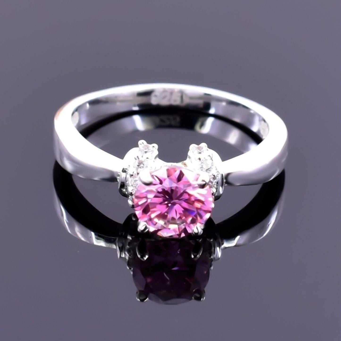 Certified Natural 1.35ct VVS1 Pink Moissanite Ring For Women in 18K Gold Plated Ver 18K Gold Plated