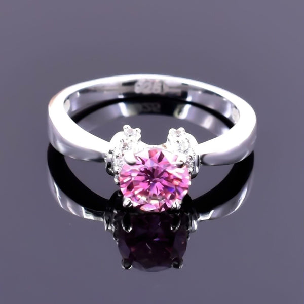 Certified Natural 1.35ct VVS1 Pink Moissanite Ring For Women in 18K Gold Plated Ver 18K Gold Plated