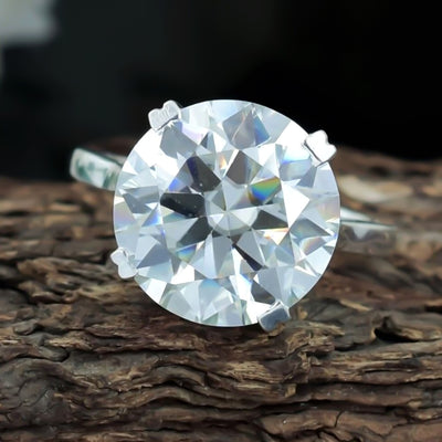 Certified 6.2ct VS1 White Moissanite Engagement Ring in 18K Gold Plated