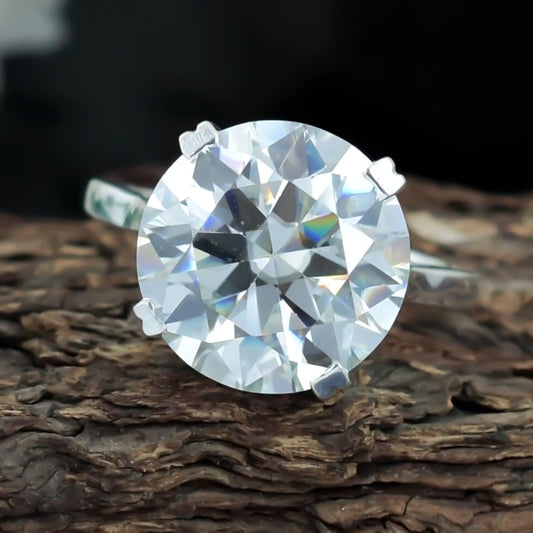 Certified Natural RARE 6.2ct VS1 White Moissanite Engagement Ring in 18K Gold Plate 18K Gold Plated