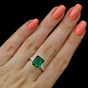 Certified 3.80 Ct Emerald & Moissanite Engagement Ring 14K Solid White Gold