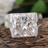 Certified Natural 5.40ct VS1 Princess White Moissanite Ring in 18K Gold Plated Verm 18K Gold Plated