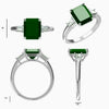 Certified 3.80 Ct Natural Emerald & Moissanite Engagement Ring 14K Solid White Gol 18K Gold Plated