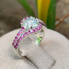 1ct Off Blue & Pink Moissanite Ring Natural VVS1 For Women Gift 18K Gold Plated Ver 18K Gold Plated