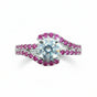 1ct Off Blue & Pink Moissanite Ring VVS1 For Women Gift 18K Gold Plated Ver 18K Gold Plated