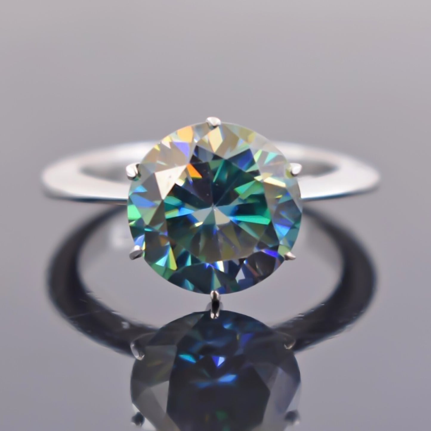 5.50ct Blue Moissanite Ring Natural VS1 Certified Birthday Gift 18K Gold Plated Ver 18K Gold Plated