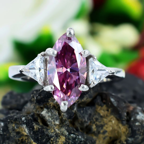 2.7ct VVS1 Pink Moissanite Ring Certified Gift Idea For Her 18K Gold Plated