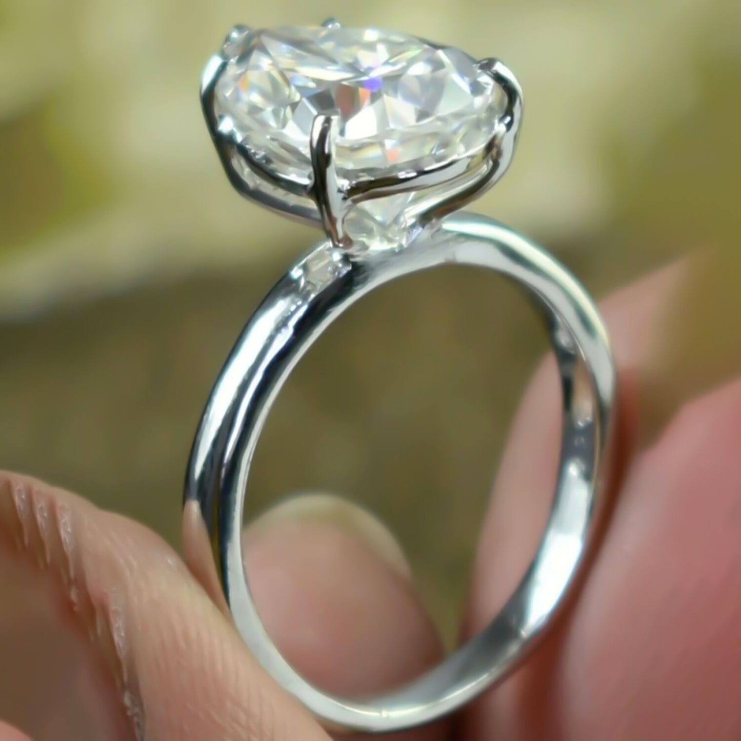 5.5ct VS1 Natural White Moissanite Ring Certified Gift For Women 18K Gold Plated Ve 18K Gold Plated