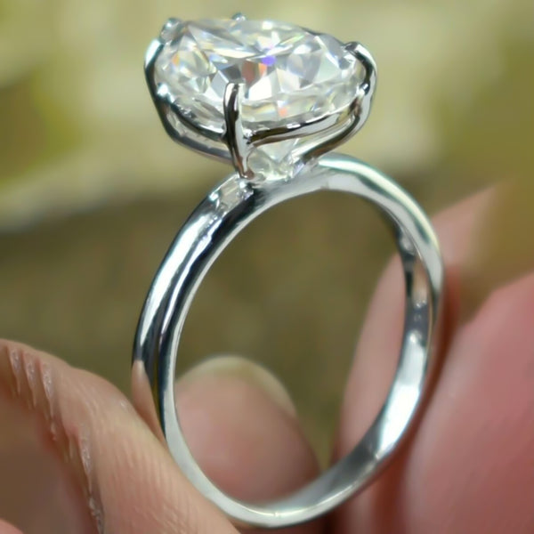 5.5ct VS1 Natural White Moissanite Ring Certified Gift For Women 18K Gold Plated Ve 18K Gold Plated