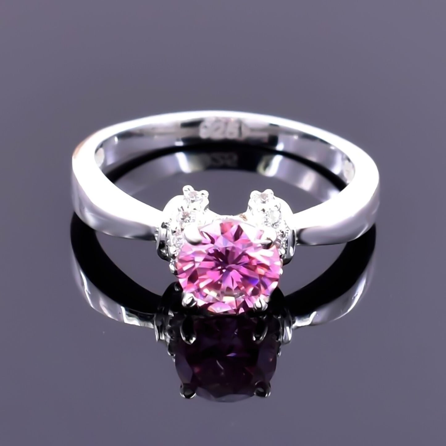 1ct Natural VVS1 Pink Moissanite Solitaire Ring Certified Jewelry 18K Gold Plated V 18K Gold Plated