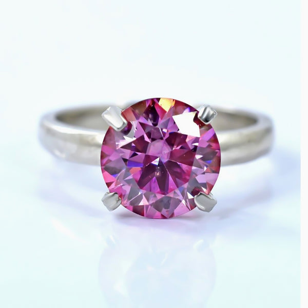 3.20ct VVS1 Pink Moissanite Ring Certified Gift For Women Love 18K Gold Plated Verm 18K Gold Plated