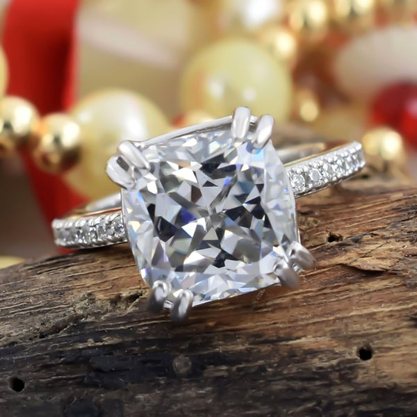 6.75ct White Moissanite Ring Natural VS1 Certified For Christmas 18K Gold Plated Ve 18K Gold Plated