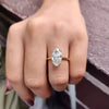 3.90 Cts Certified Oval Cut White Moissanite Solitaire Ring 18K Gold Plated