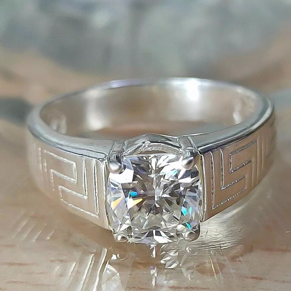 2.30 Ct. Certified Round Cut White Moissanite Sterling Solitaire Ring 18K Gold Plat 18K Gold Plated
