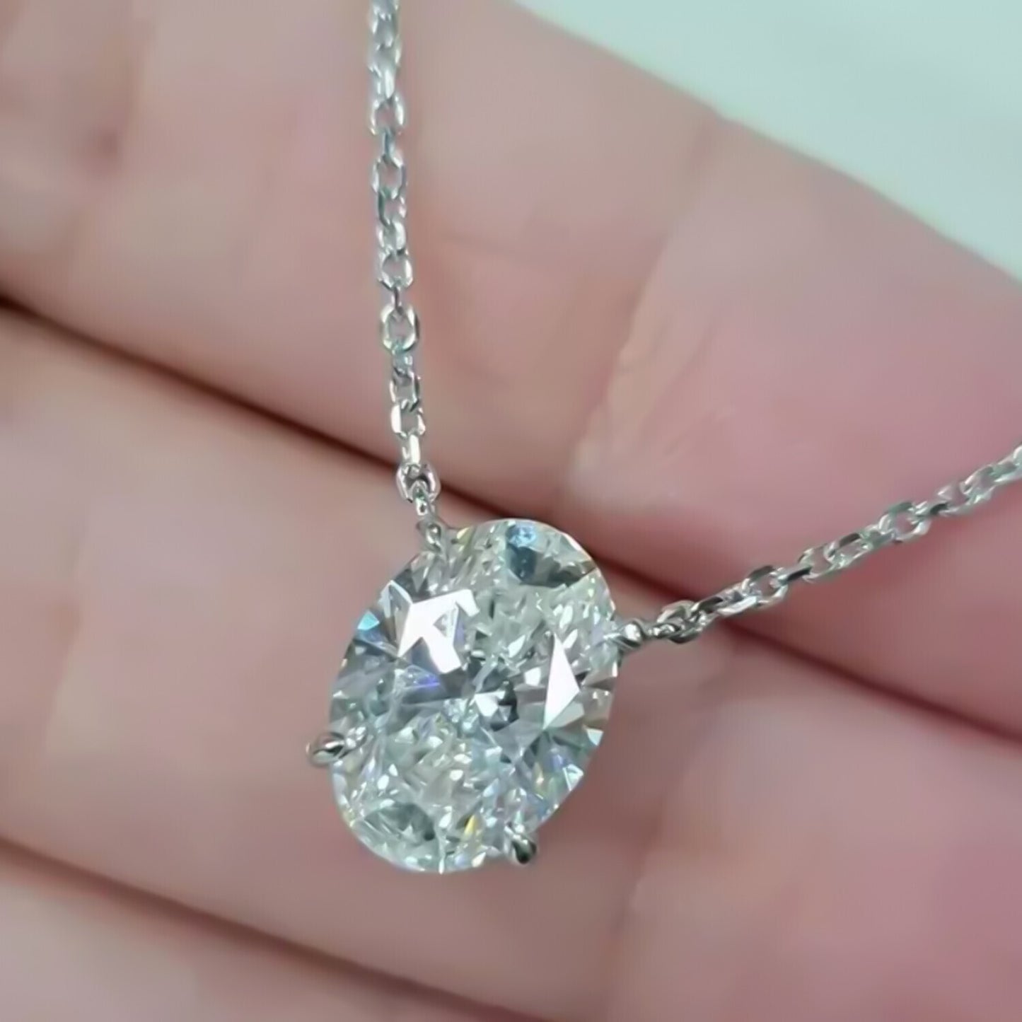 5.10 Ct Oval Cut White Moissanite Solitaire Pendant in Gold Vermeil Gift - GEMHUB & CO.