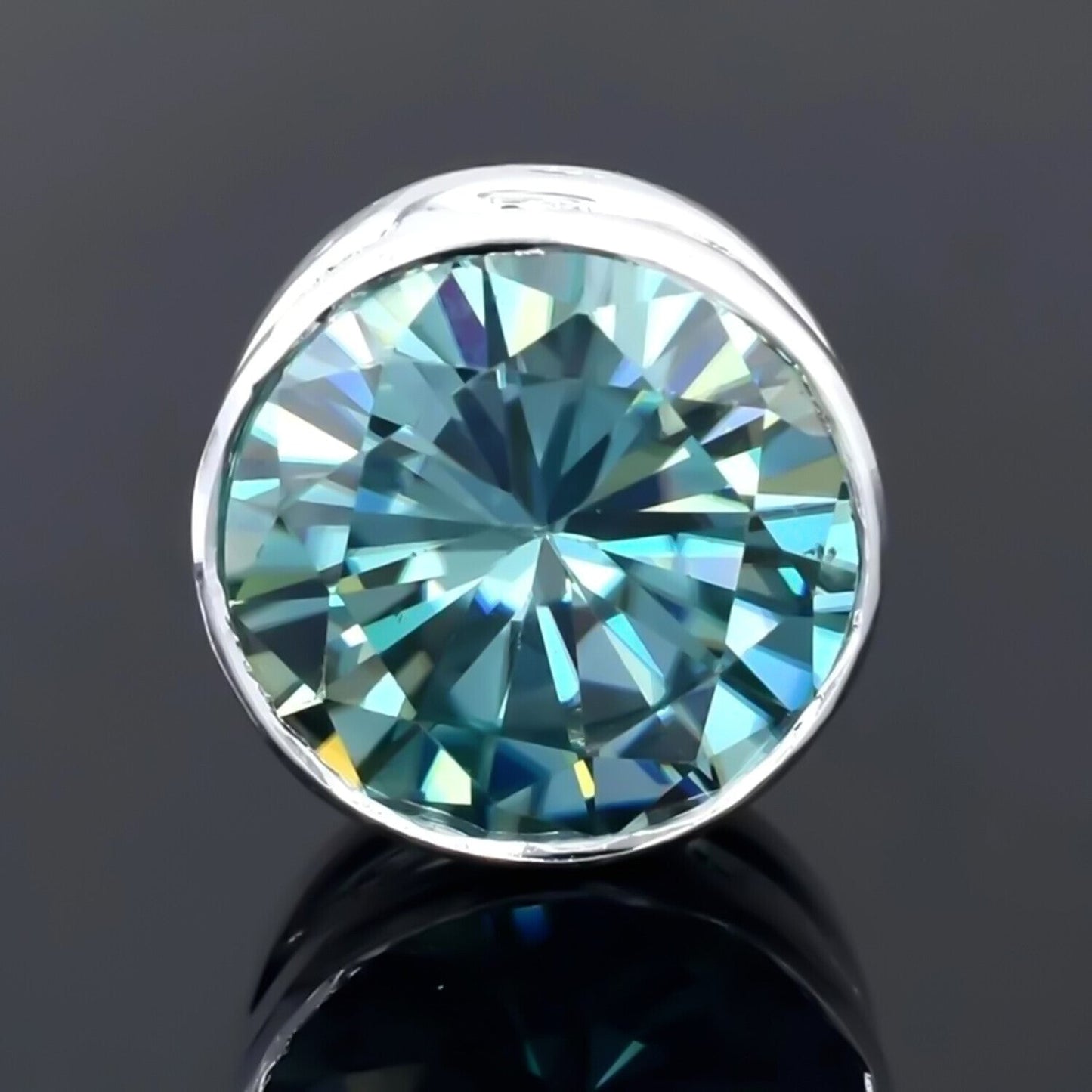 Stunning 11 Ct Blue Moissanite Solitaire Pendant in Gold Vermeil Gift for Her - View 3 - GEMHUB & CO.