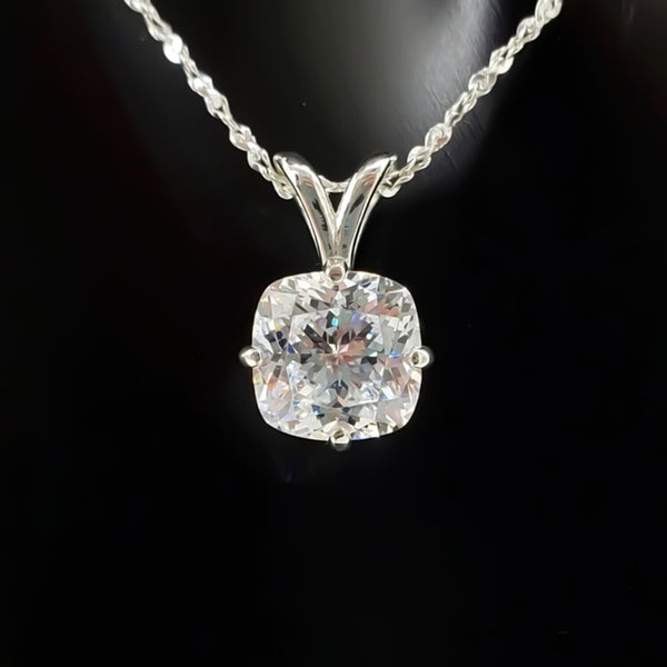 7.15 Ct Certified White Moissanite Solitaire Pendant in Gold Vermeil Jewelry - GEMHUB & CO.
