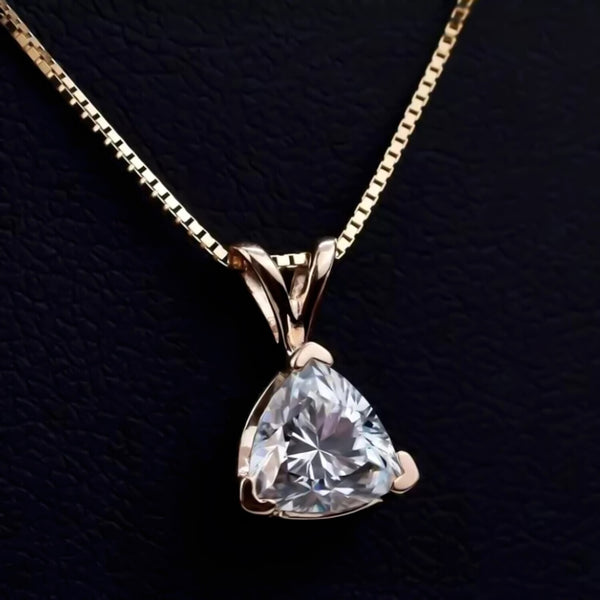 4.10 Ct White Moissanite Solitaire Pendant in Gold Vermeil Certified Gift - GEMHUB & CO.