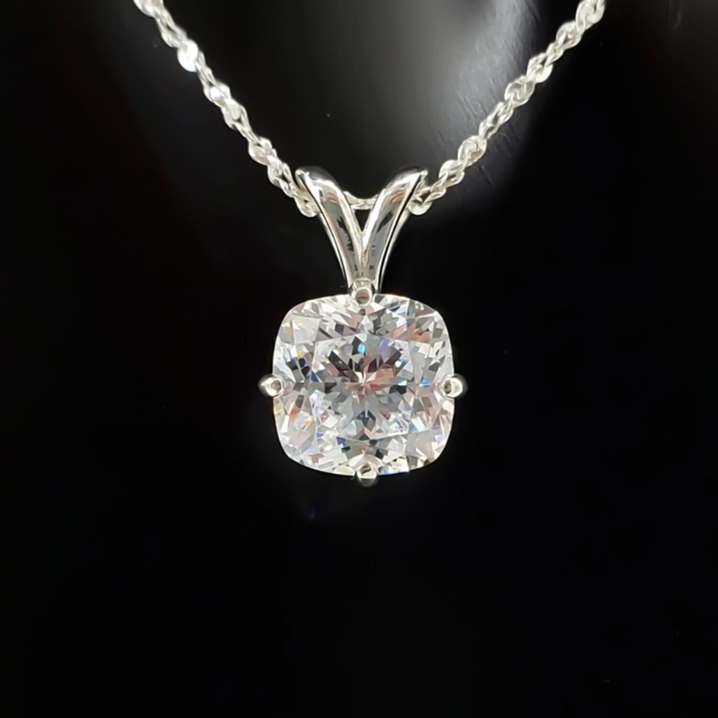 5.20 Ct Cushion Cut White Moissanite Solitaire Pendant Gold Vermeil Jewelry - GEMHUB & CO.