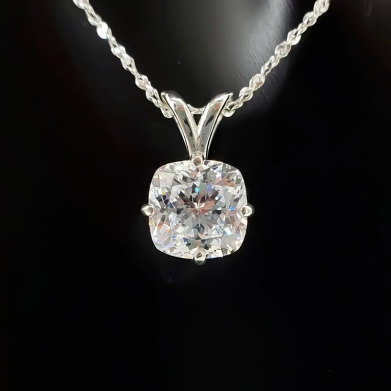 5.20 Ct Cushion Cut White Moissanite Solitaire Pendant Gold Vermeil Jewelry - GEMHUB & CO.