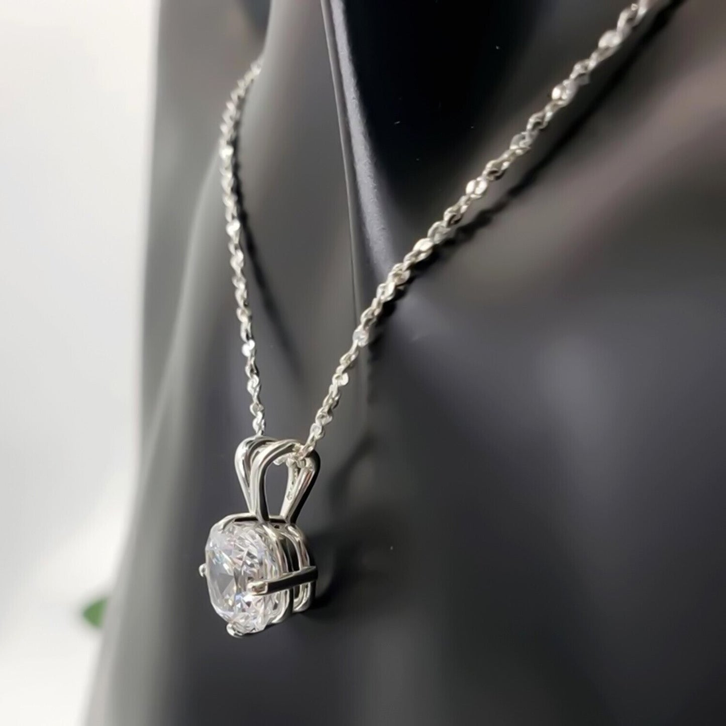 5.20 Ct Cushion Cut White Moissanite Solitaire Pendant Gold Vermeil Jewelry - View 2 - GEMHUB & CO.