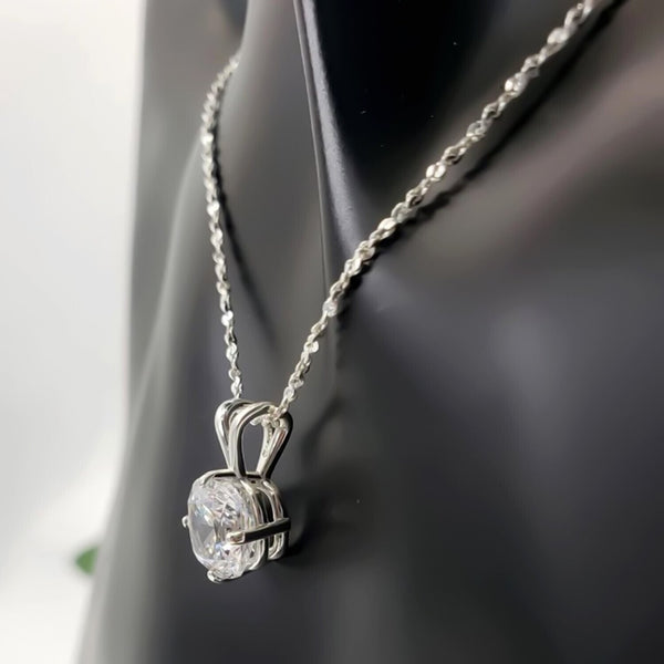 5.20 Ct Cushion Cut White Moissanite Solitaire Pendant Gold Vermeil Jewelry - View 2 - GEMHUB & CO.