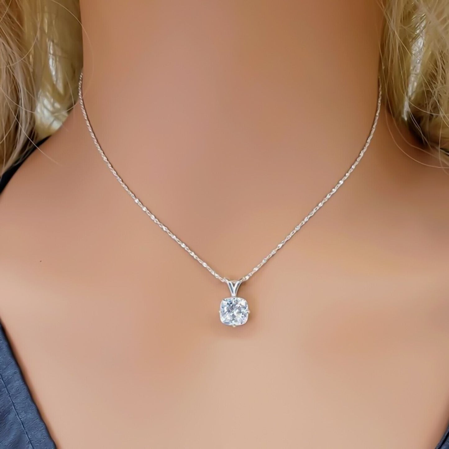 7.15 Ct Certified White Moissanite Solitaire Pendant in Gold Vermeil Jewelry - View 3 - GEMHUB & CO.
