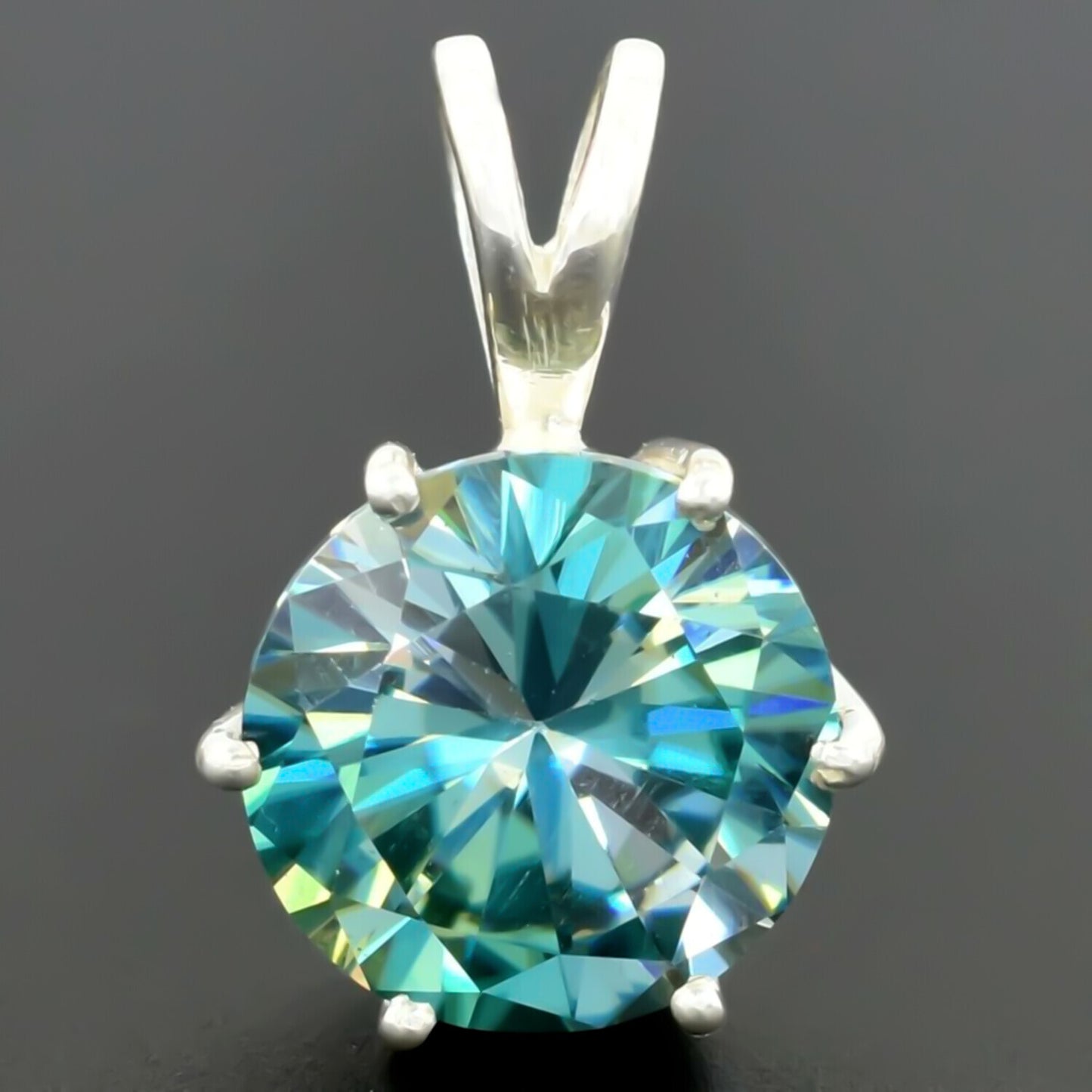 7.80 Ct Blue Moissanite Pendant Gold Vermeil Certified Christmas Gift Jewelry - GEMHUB & CO.