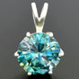 7.80 Ct Blue Moissanite Pendant Gold Vermeil Certified Christmas Gift Jewelry