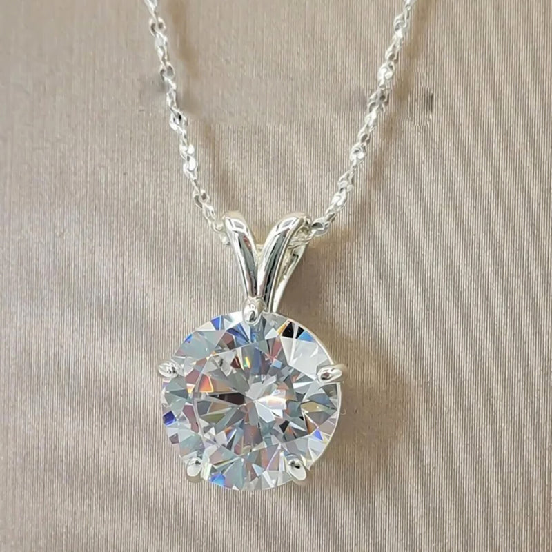 5.50 Ct White Round Moissanite Pendant Gold Vermeil Certified Holiday Gift Idea - GEMHUB & CO.