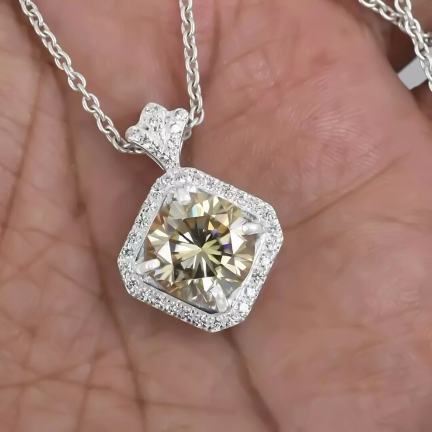 6.50 Ct Champagne Moissanite Pendant Gold Vermeil Gift for Women Black Friday - View 3 - GEMHUB & CO.